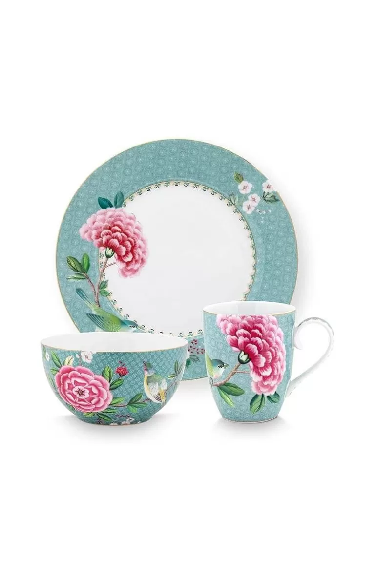 Fashion Blushing Birds Breakfast Set/3 Porcelain Sets
