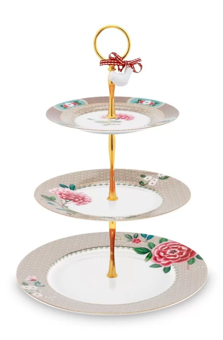 Best Blushing Birds Cake Stand 3 Levels Khaki Cake Stands