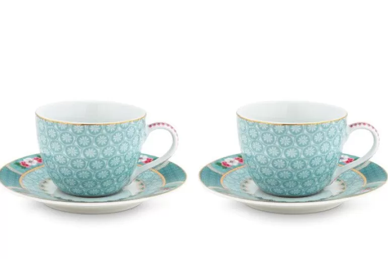Store Blushing Birds Set Of 2 Espresso Cups & Saucers Cups/Saucers