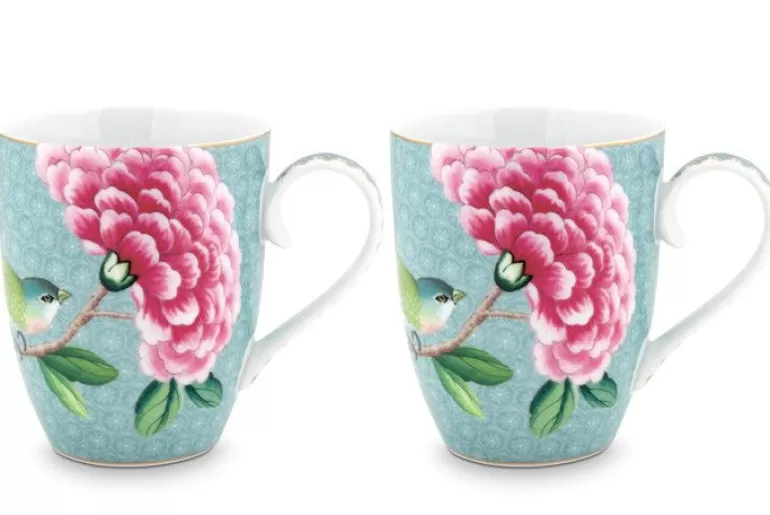 Hot Blushing Birds Set Of 2 Mugs Large Tea Mugs