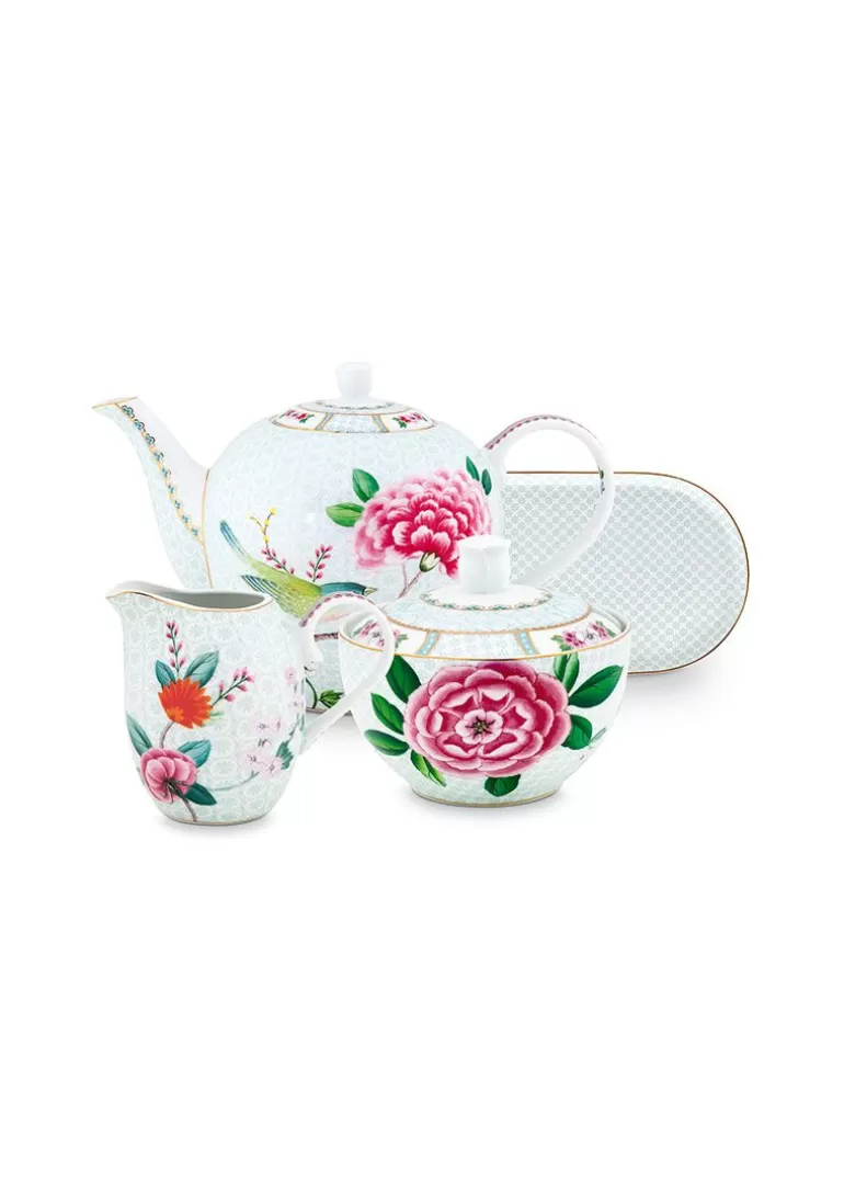 Best Sale Blushing Birds Tea Set/4 White Porcelain Sets