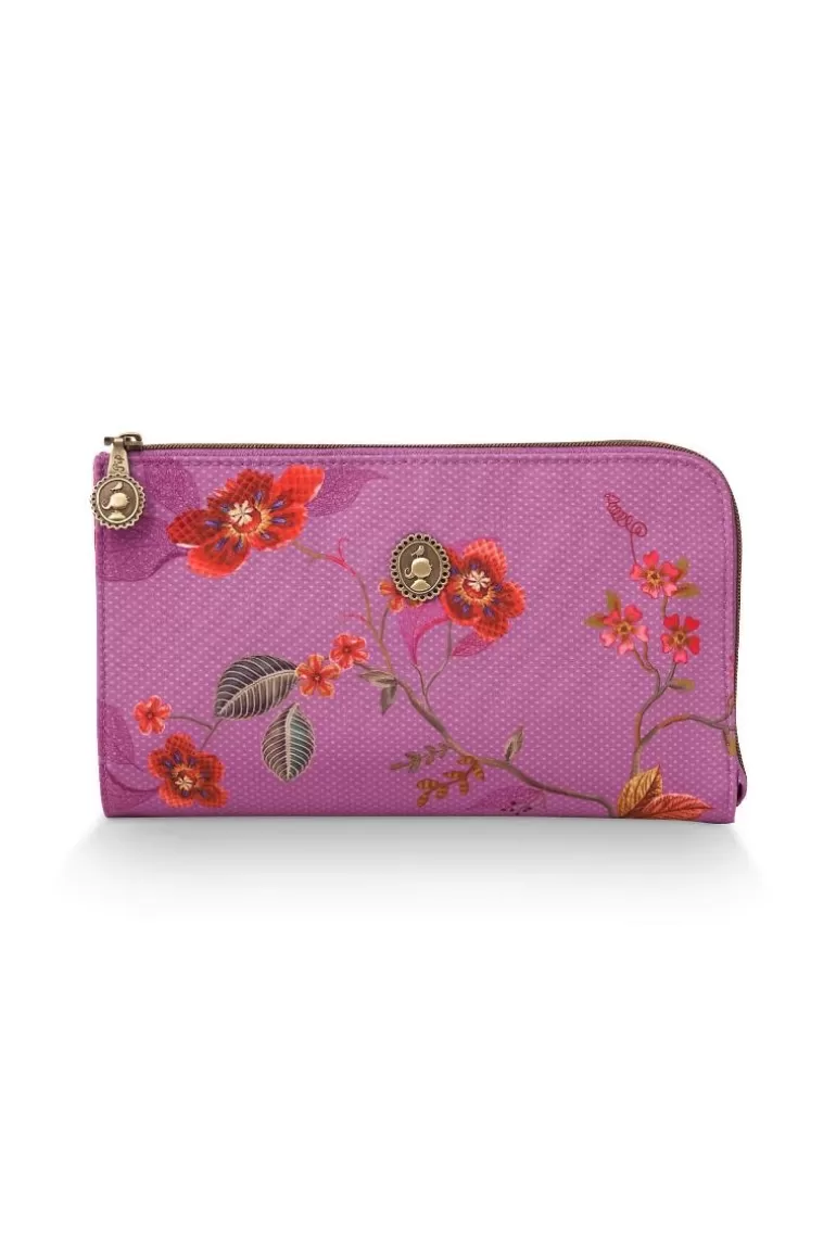 Store Cosmetic Zipper Pouch Kawai Flower Fuchsia Pouches