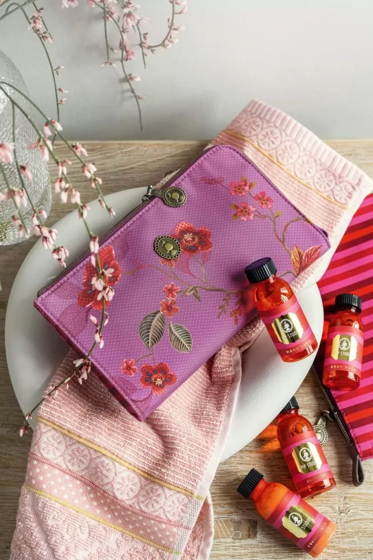 Store Cosmetic Zipper Pouch Kawai Flower Fuchsia Pouches