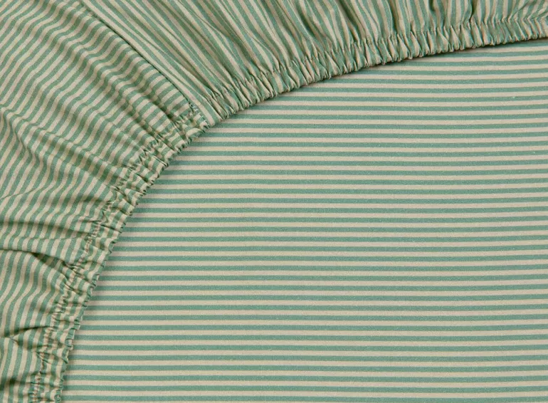 Discount Fitted Sheet Duo Stripe Khaki Fitted Sheets