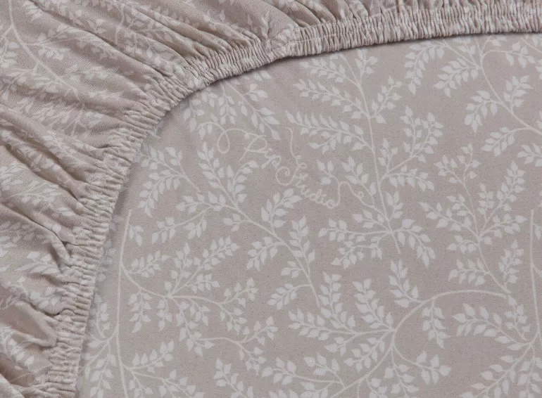 New Fitted Sheet Leafy Khaki Fitted Sheets