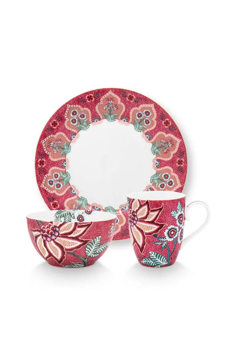 New Flower Festival Breakfast Set/3 Dark Porcelain Sets