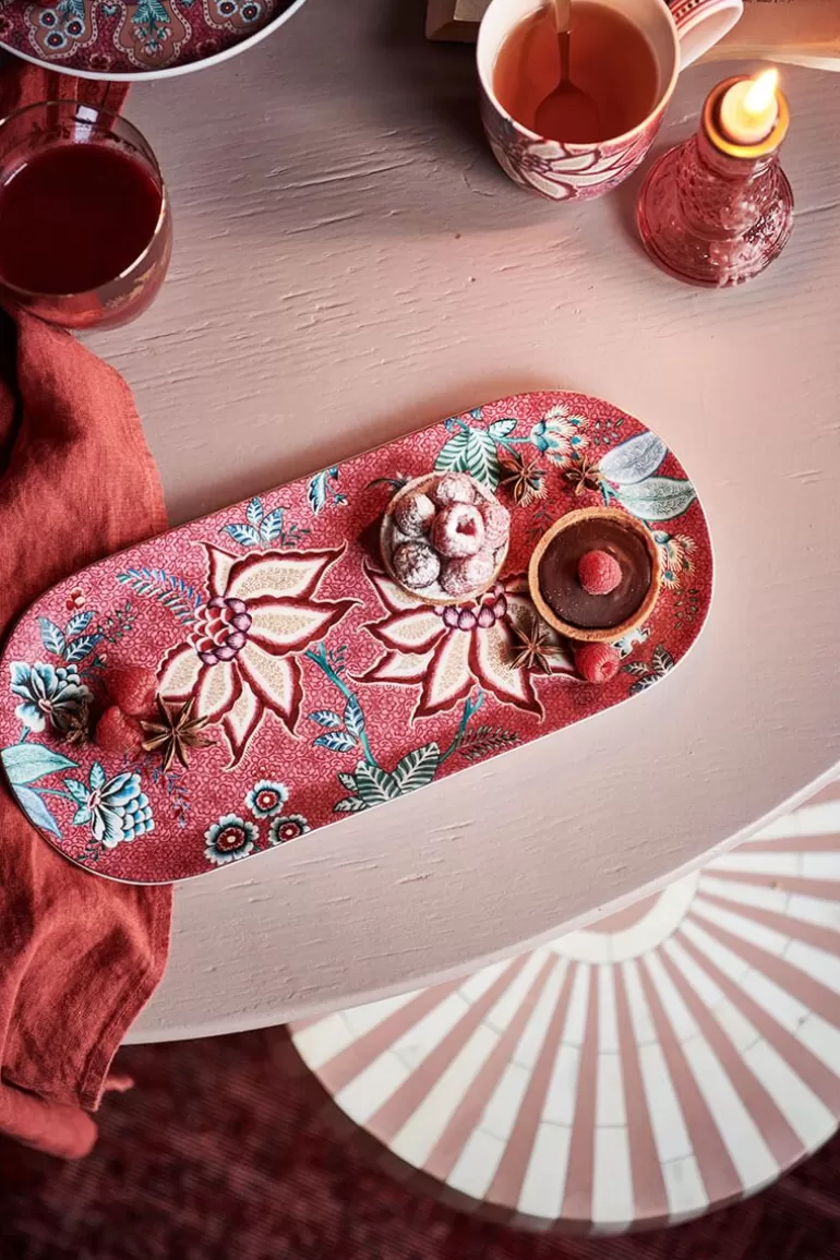 Hot Flower Festival Cake Tray Rectangular Dark Cake Trays