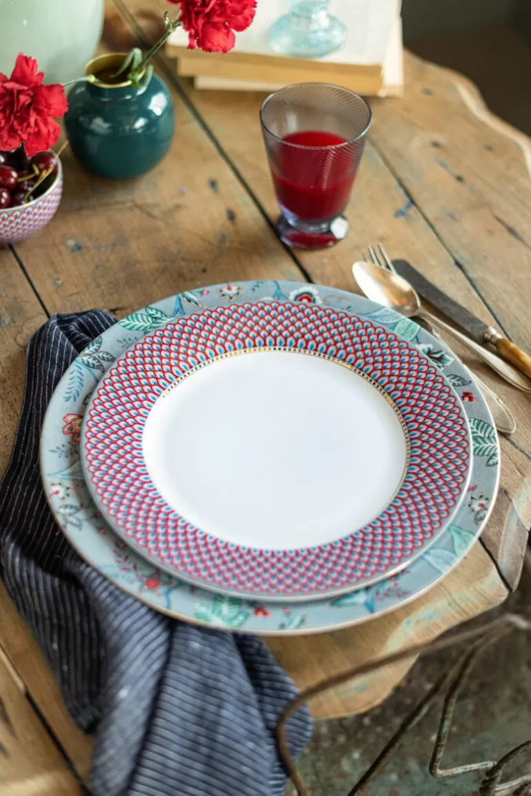 Cheap Flower Festival Dinner Plate Red/Light Blue 26.5 Cm Dinner Plates