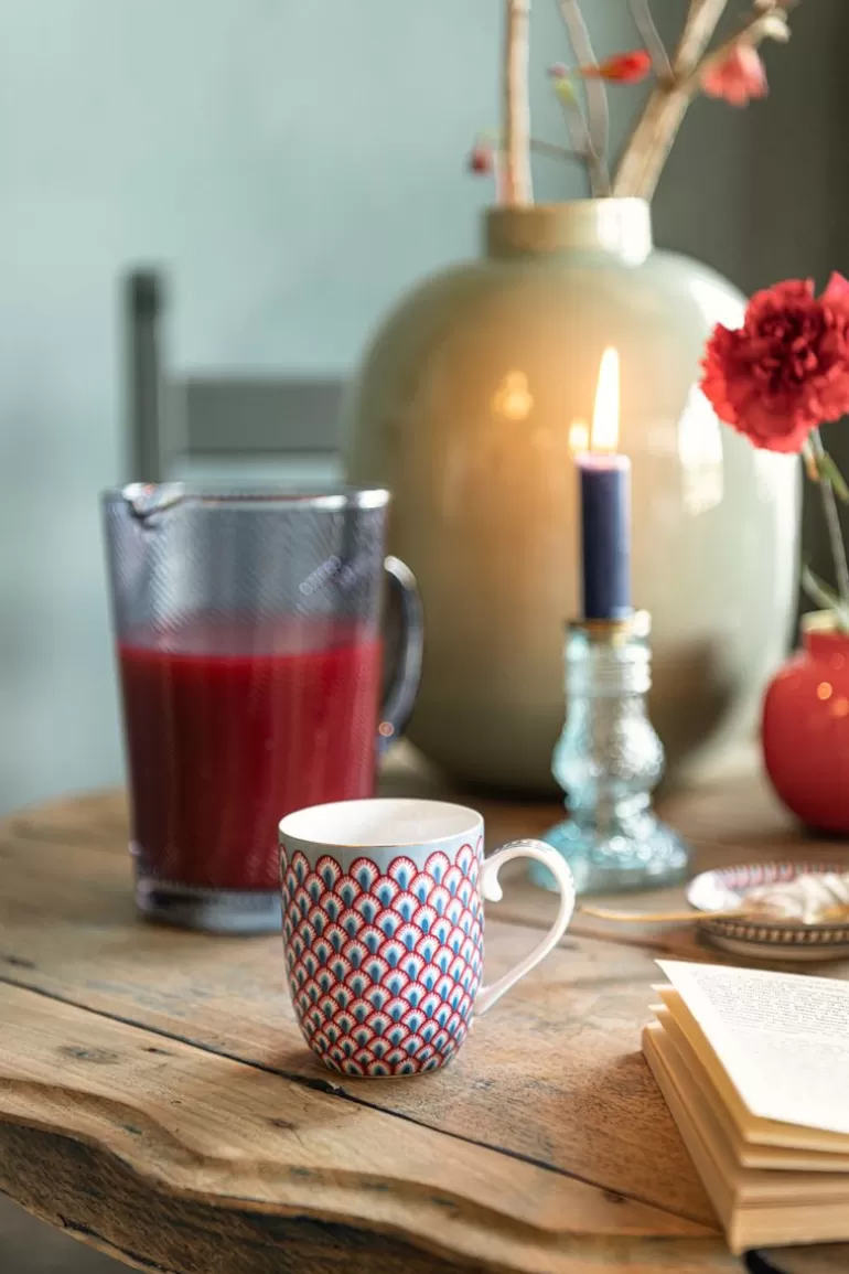 New Flower Festival Mug Small Red/Light Blue Coffee Mugs