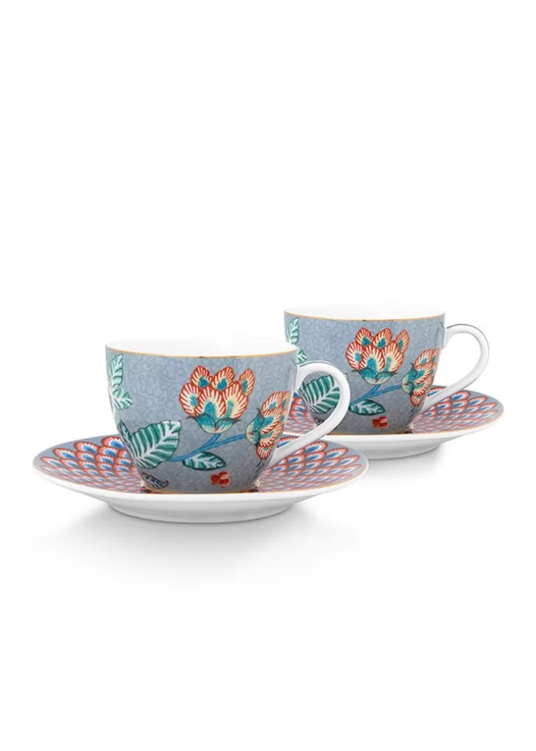 Flash Sale Flower Festival Set/2 Espresso Cup & Saucer Light Porcelain Sets