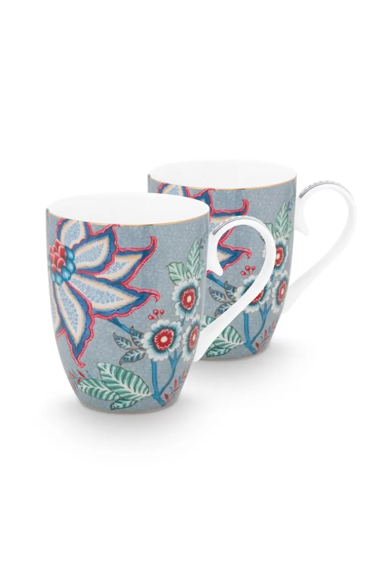 Hot Flower Festival Set/2 Mugs Large Light Porcelain Sets
