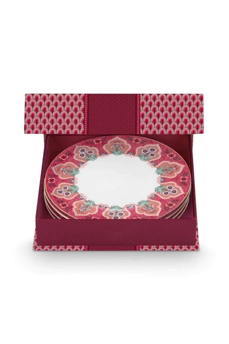 Online Flower Festival Set/4 Breakfast Plates Dark 21Cm Porcelain Sets