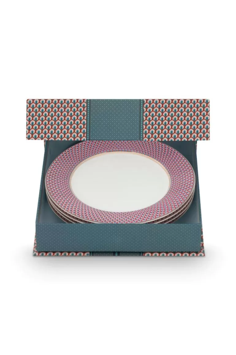 Clearance Flower Festival Set/4 Dinner Plates Red/Light 26.5Cm Porcelain Sets