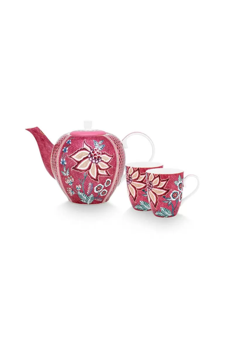 Online Flower Festival Tea Set/3 Large Dark Porcelain Sets