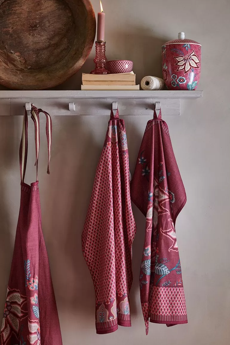 Online Flower Festival Tea Towel Red/Dark Pink Tea Towels