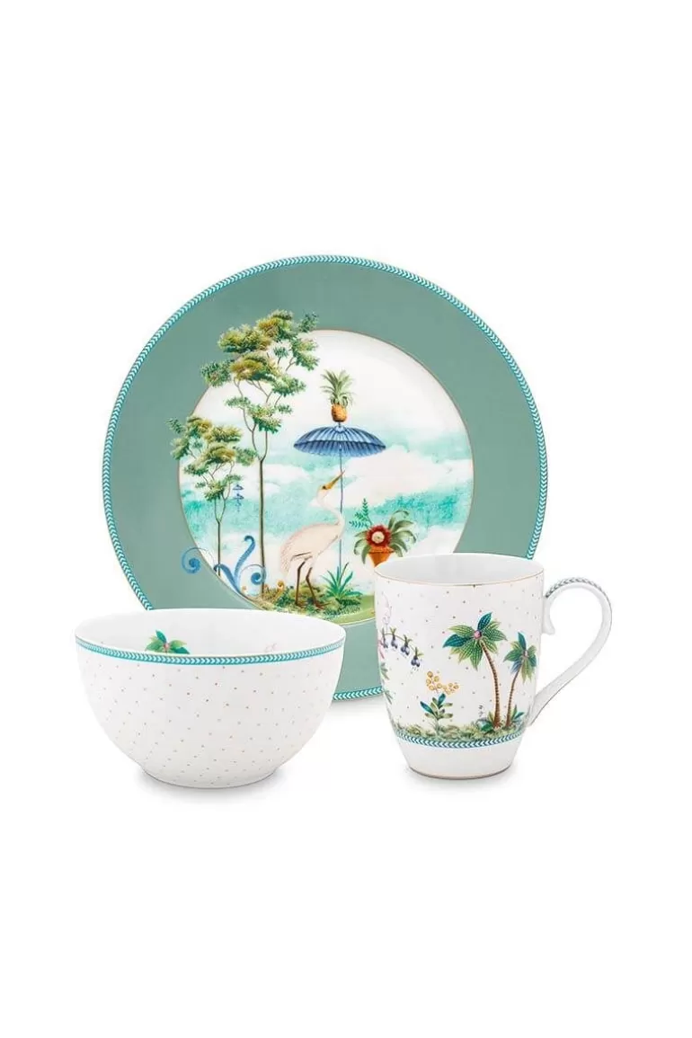 New Jolie Breakfast Set/3 Blue Porcelain Sets