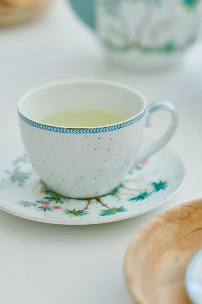 New Jolie Set/2 Cappuccino Cups & Saucers Dots Gold Porcelain Sets
