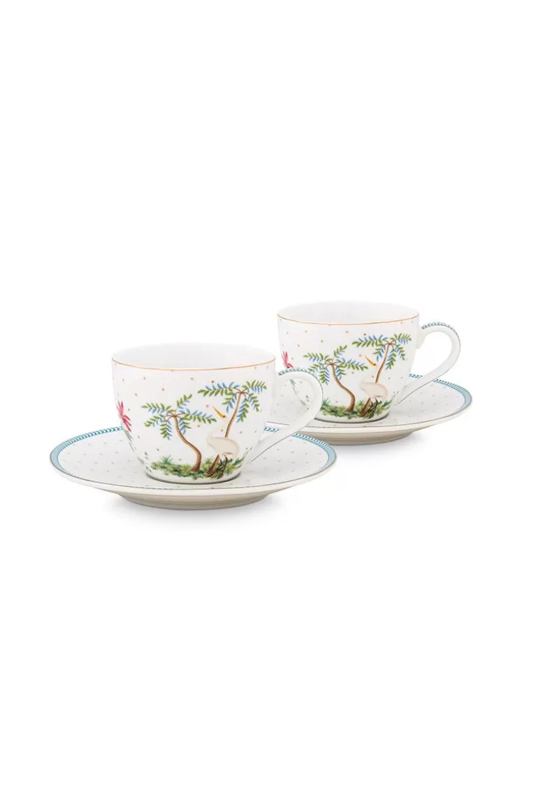 Shop Jolie Set/2 Espresso Cups & Saucers Dots Gold Porcelain Sets