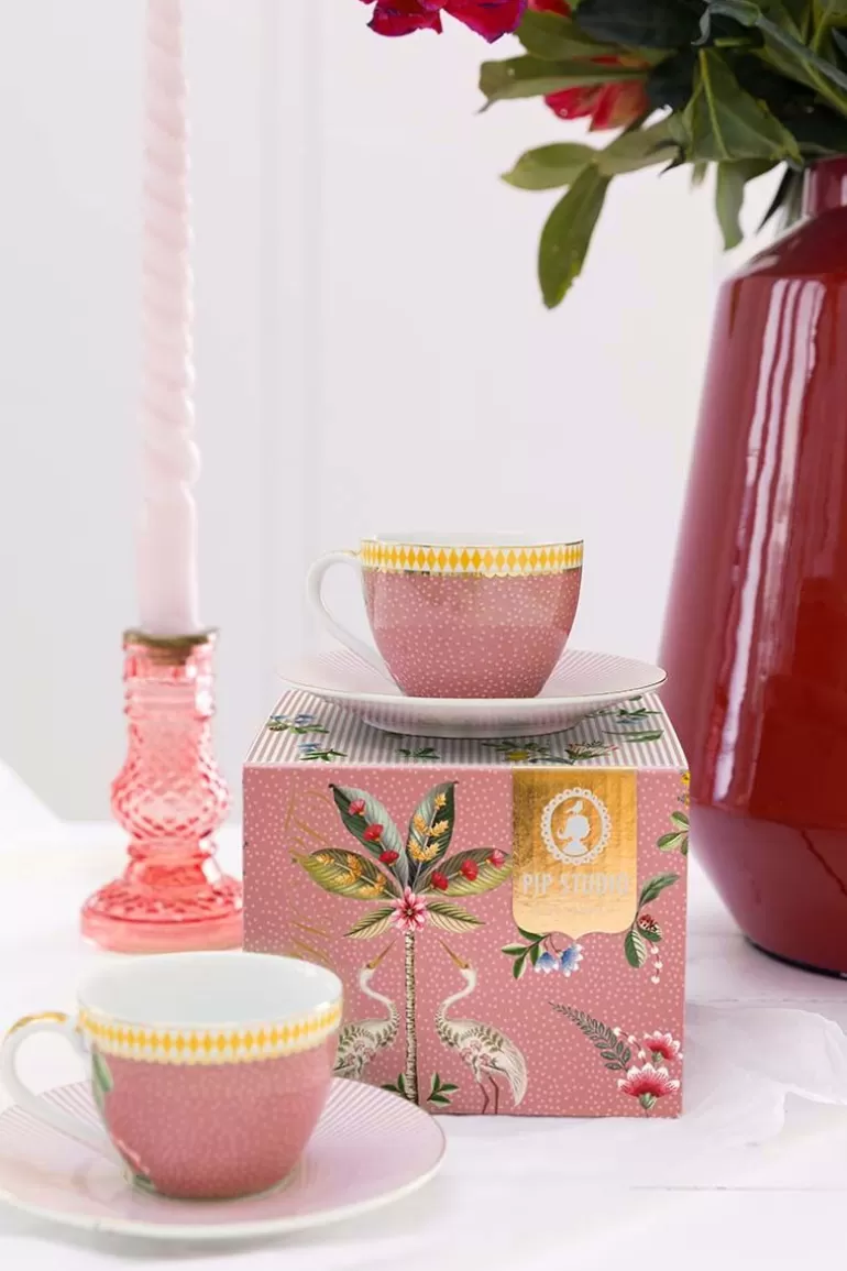 Best La Majorelle Set/2 Espresso Cups & Saucers Pink Espresso Cups