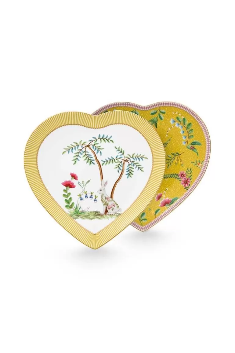 Flash Sale La Majorelle Set/2 Heart Shape Plates Porcelain Sets