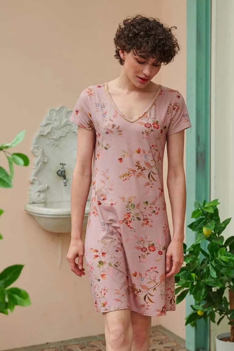 Cheap Nightdress Short Sleeve Kawai Flower Light Nightdresses