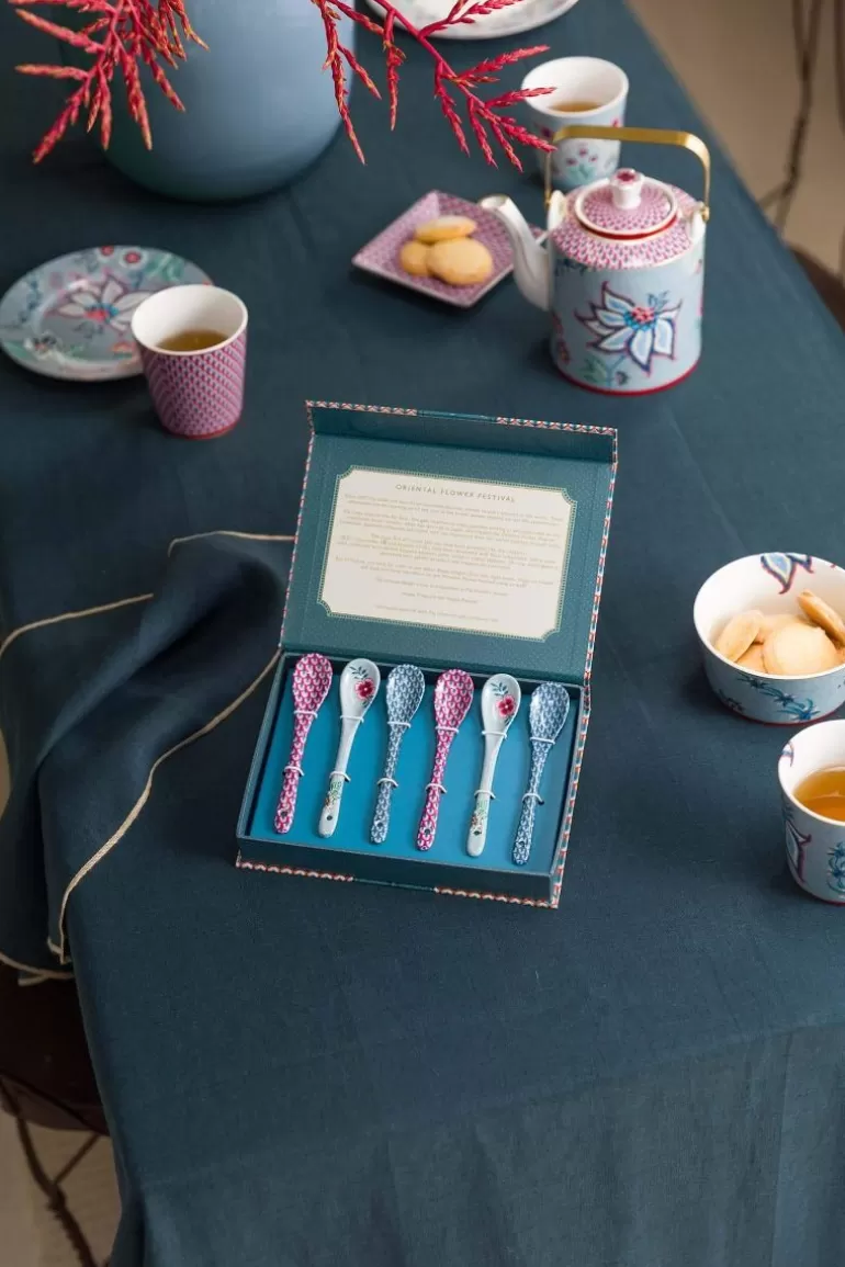 New Oriental Flower Festival Set/6 Teaspoons Porcelain Sets