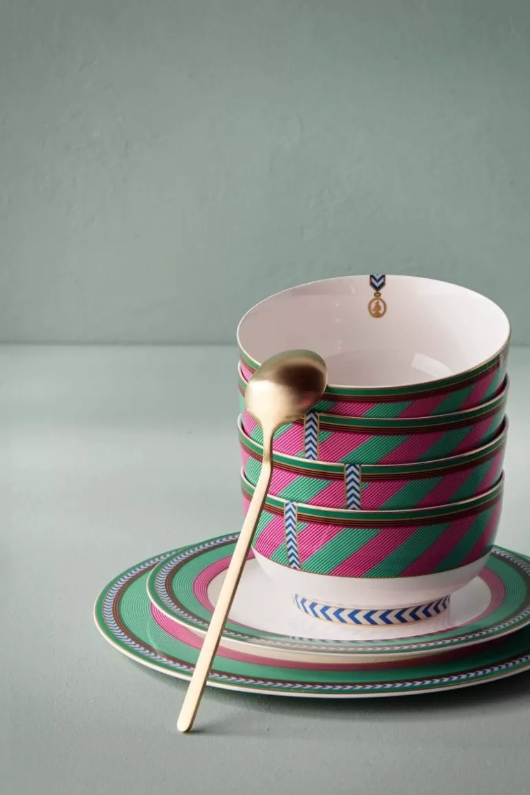 Discount Pip Chique Stripes Bowl Pink/Green 15.5Cm Bowls