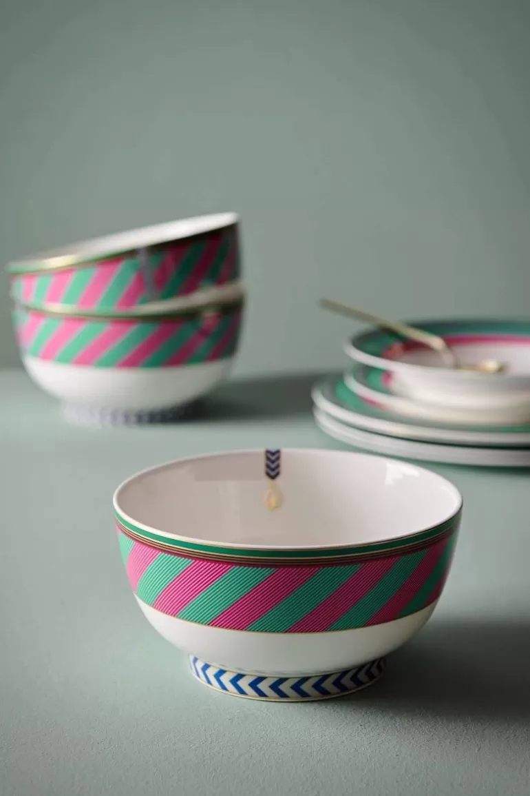 New Pip Chique Stripes Bowl Pink/Green 18Cm Bowls