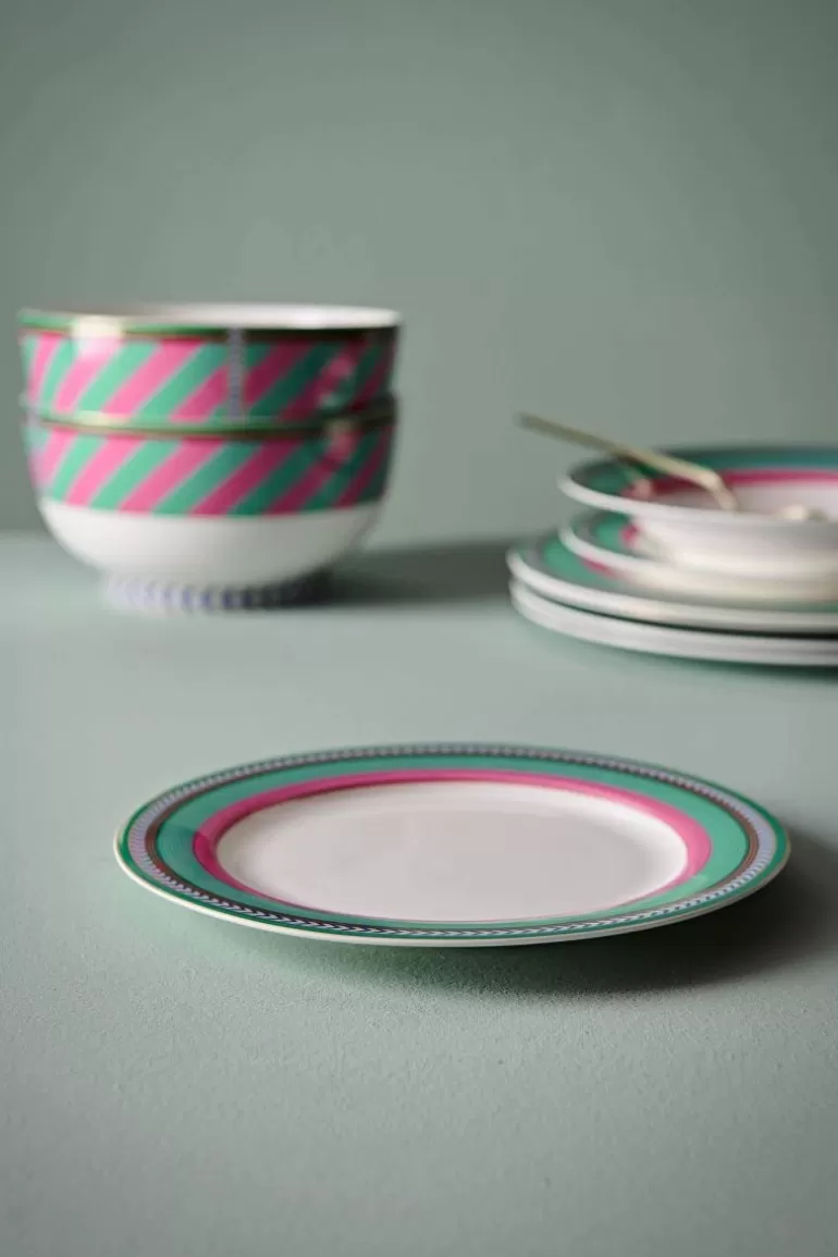 Outlet Pip Chique Stripes Breakfast Plate Pink/Green 23Cm Breakfast Plates