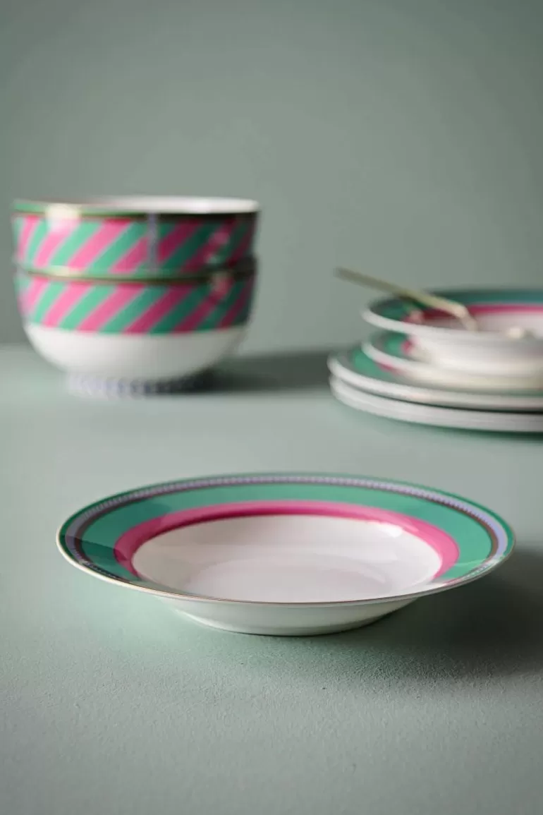Flash Sale Pip Chique Stripes Deep Plate Pink/Green 23.5Cm Deep Plates