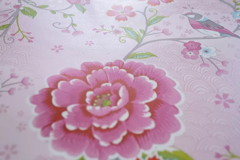 Hot Birds In Paradise Non-Woven Wallpaper Pink Non-Woven Wallpaper