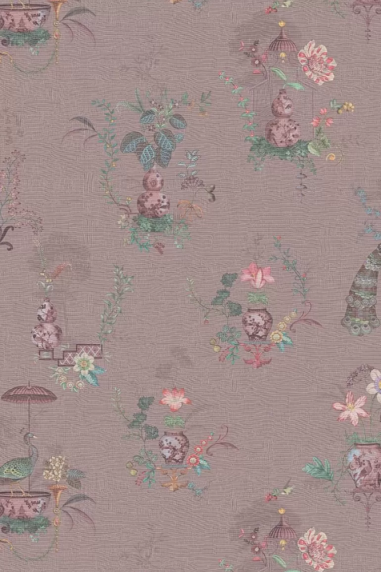 Store Chinese Porcelain Vinyl Wallpaper Mauve Vinyl Wallpaper