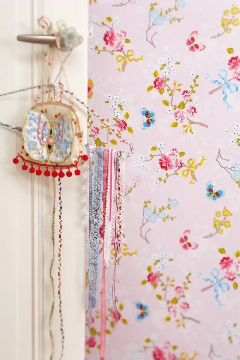 Cheap Chinese Rose Non-Woven Wallpaper Light Pink Non-Woven Wallpaper