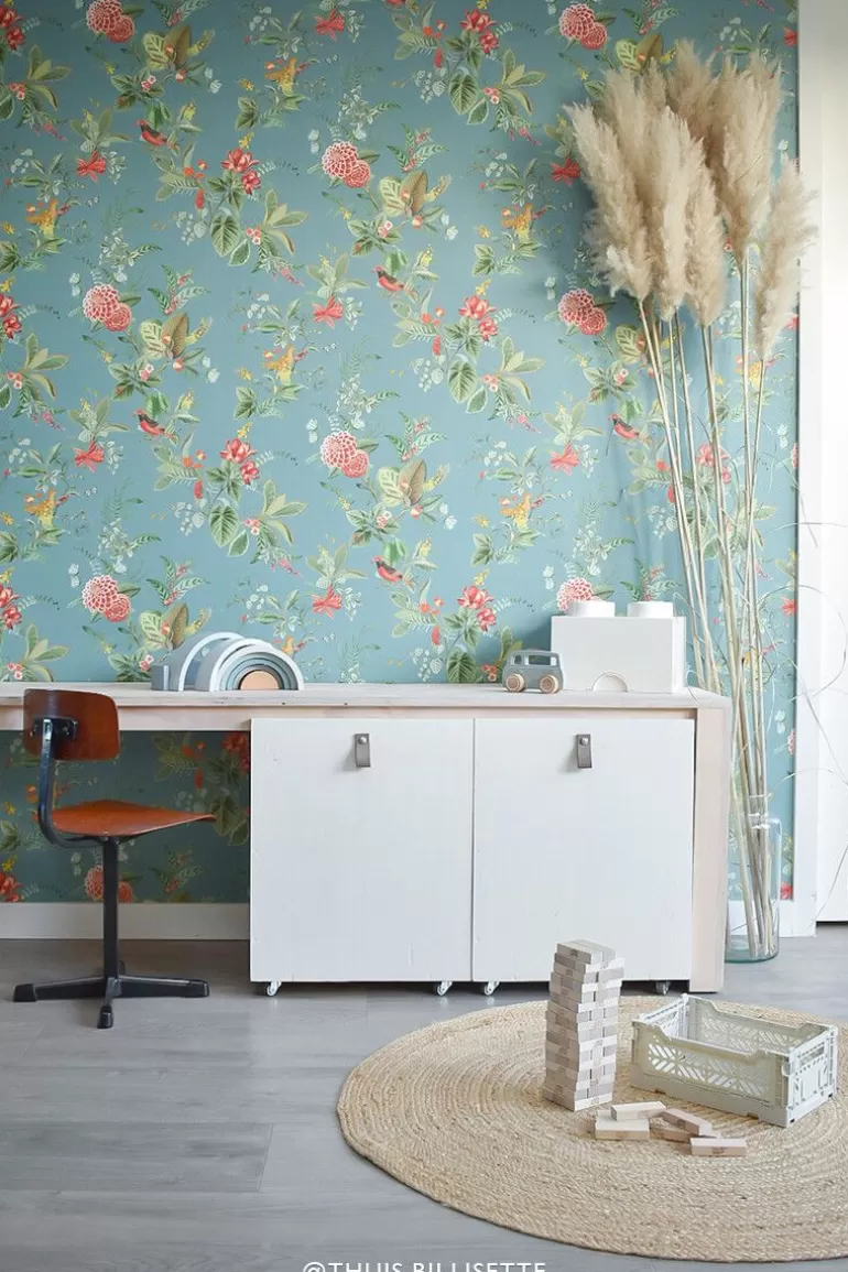 Best Sale Floris Non-Woven Wallpaper Petrol Non-Woven Wallpaper