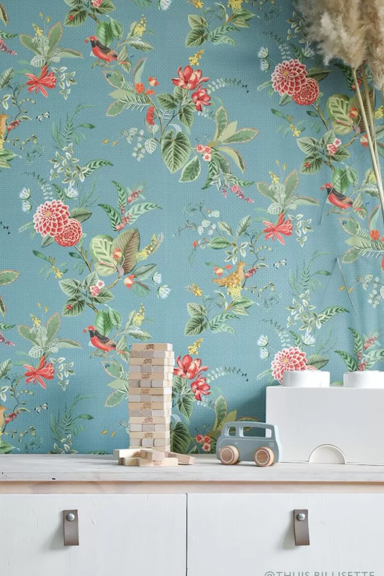 Best Sale Floris Non-Woven Wallpaper Petrol Non-Woven Wallpaper