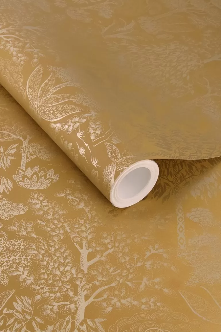 Cheap Origami Tree Non-Woven Wallpaper Ocher/Gold Non-Woven Wallpaper