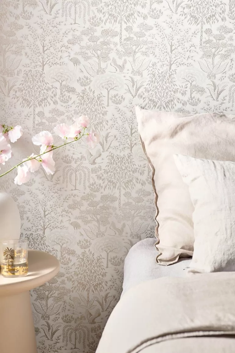 Discount Origami Tree Non-Woven Wallpaper Off /Silver Non-Woven Wallpaper
