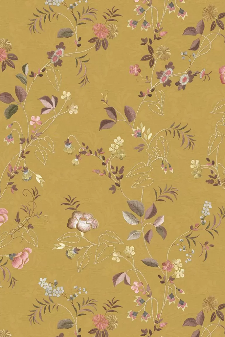 New Tokyo Blossom Non-Woven Wallpaper Mustard Non-Woven Wallpaper