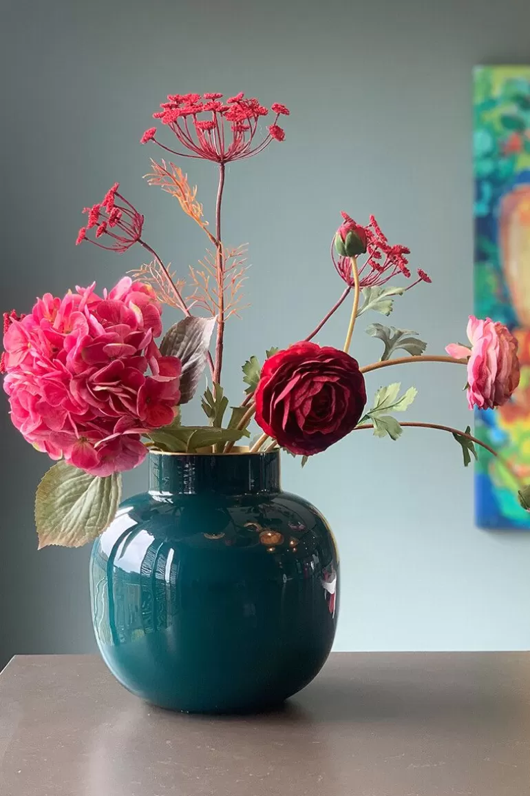 Store Round Metal Vase Dark 25 Cm Large Vases