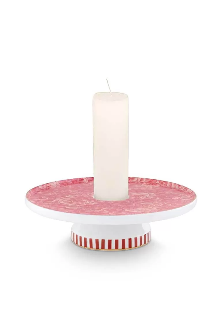 Sale Royal Stripes Candle Tray Flower Pink 14Cm Candle Holders