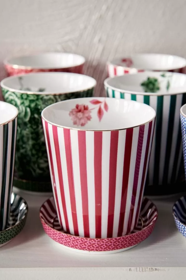 Fashion Royal Stripes Mug & Tea Tip Dark Porcelain Sets