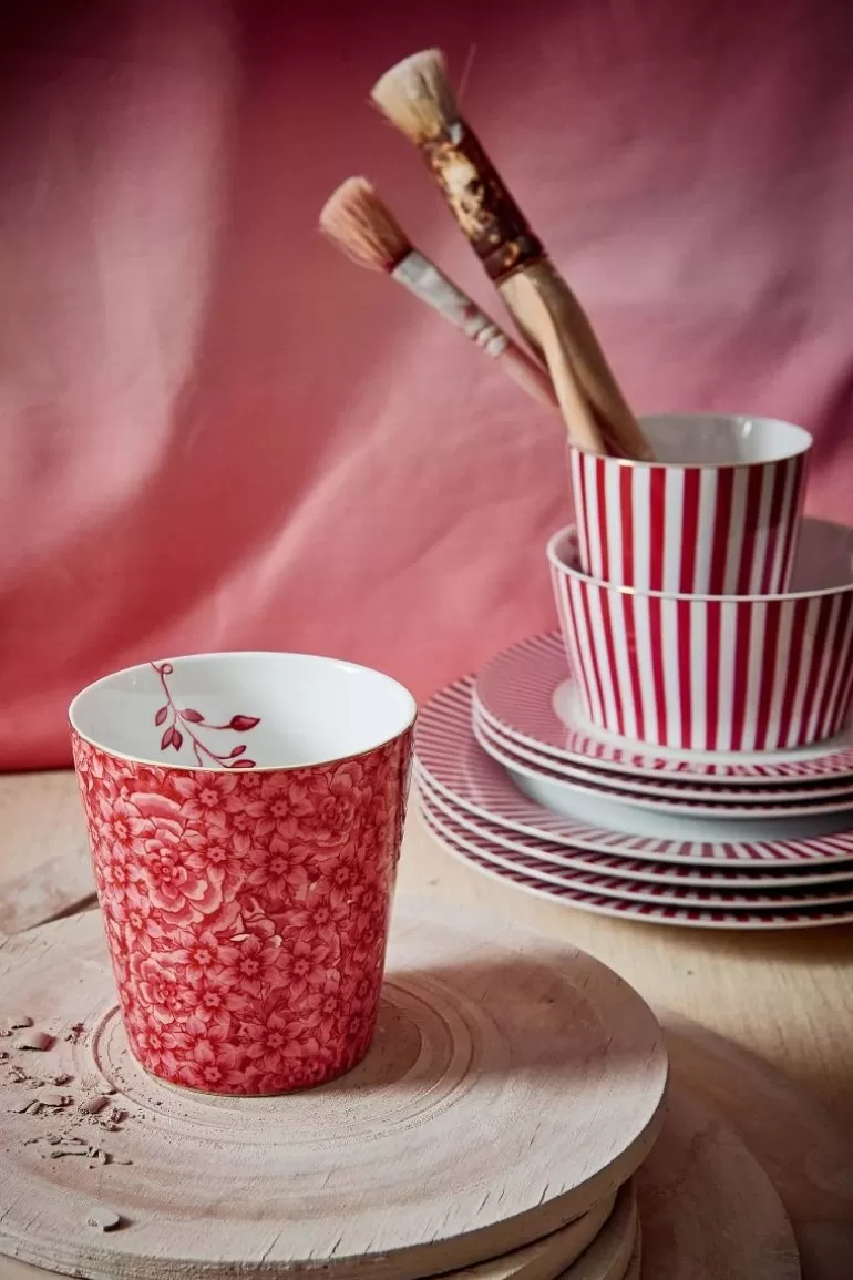 Sale Royal Stripes Mug Flower Dark Pink Coffee Mugs