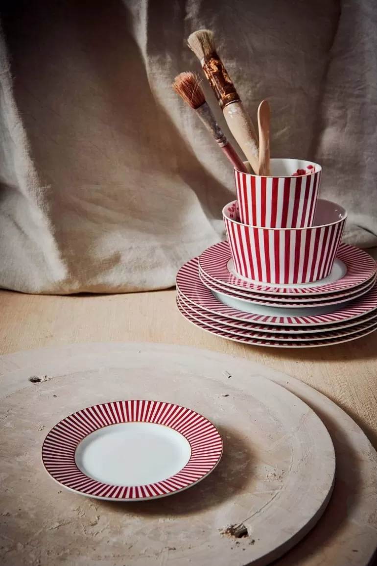 Hot Royal Stripes Petit Four Dark Pink 12Cm Cake Plates