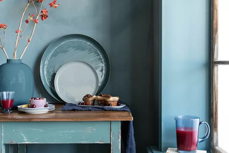Sale Tray Enamelled Dark Blue 50Cm Decoration Bowls