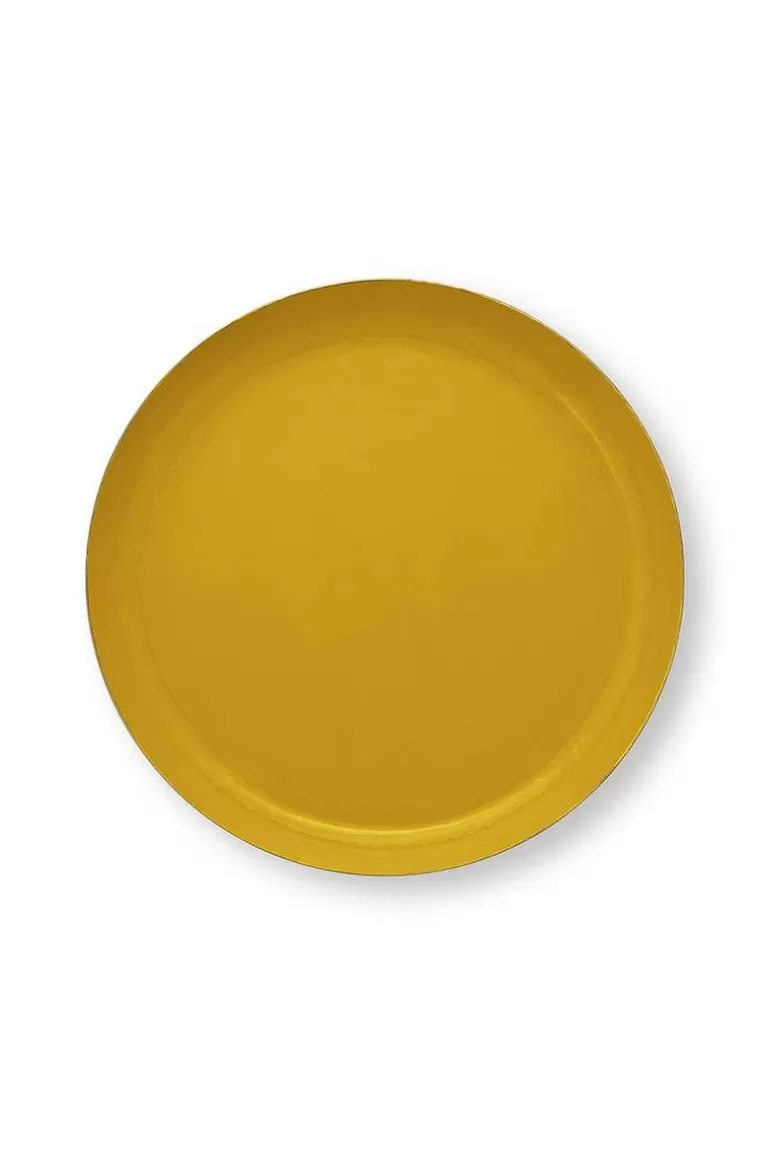 Outlet Tray Enamelled Ocher 40Cm Decoration Bowls