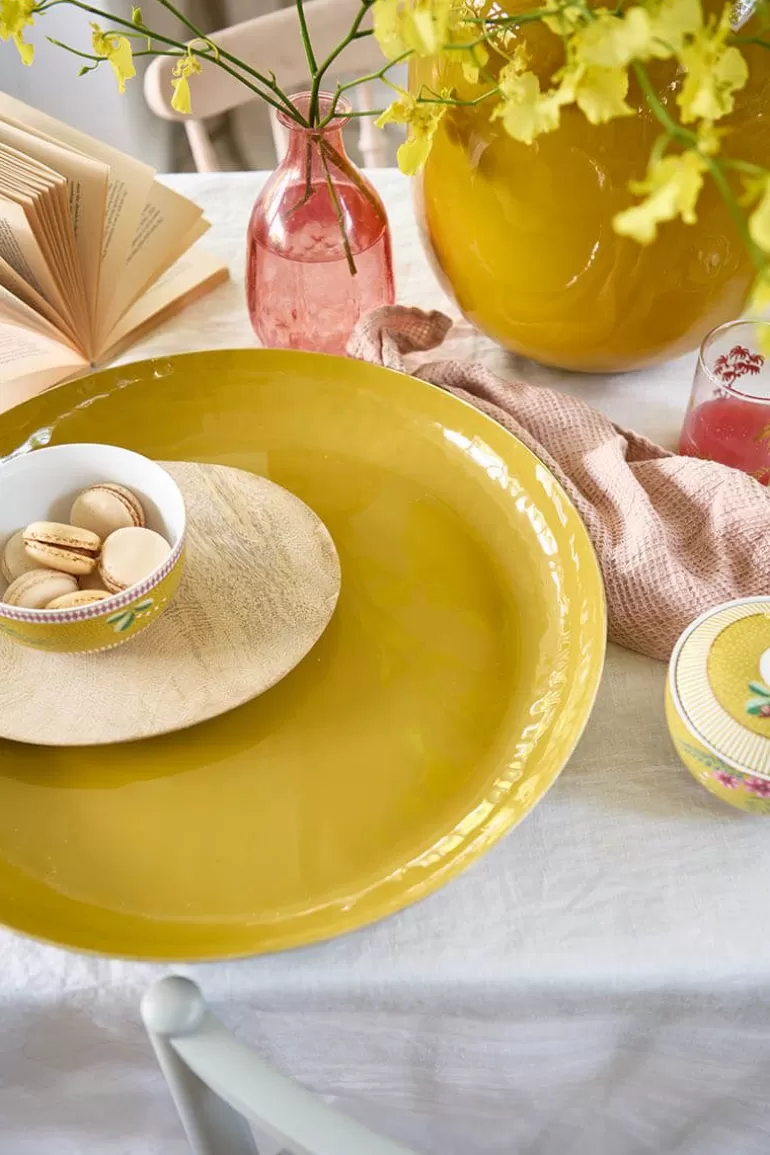 Outlet Tray Enamelled Ocher 40Cm Decoration Bowls