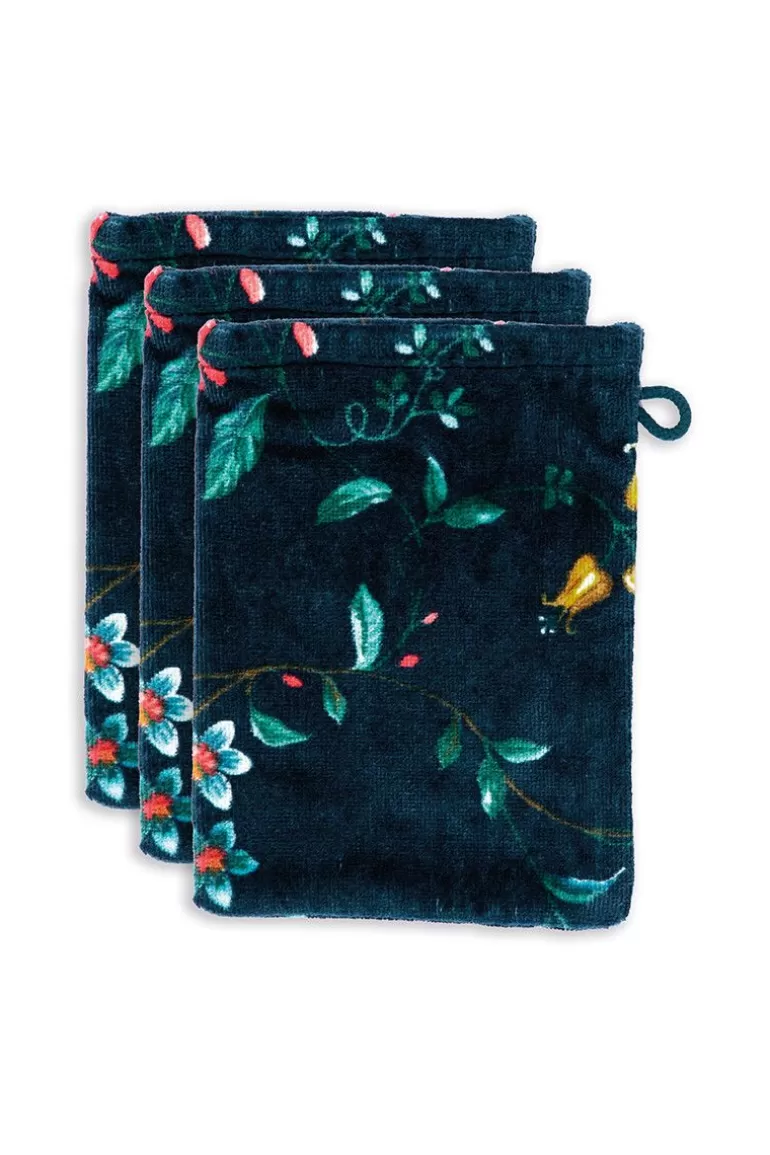 Flash Sale Washcloth Set/3 Les Fleurs Dark 16X22 Cm Washcloths
