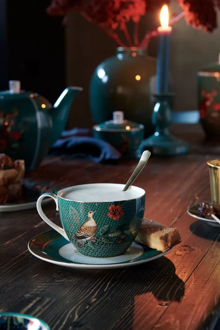 Sale Winter Wonderland Cappuccino Cup & Saucer Green Cups/Saucers