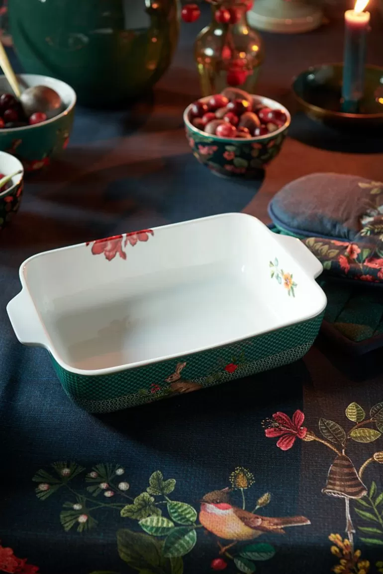 Outlet Winter Wonderland Serving Tray Rectangular Large Green Baking Dishes