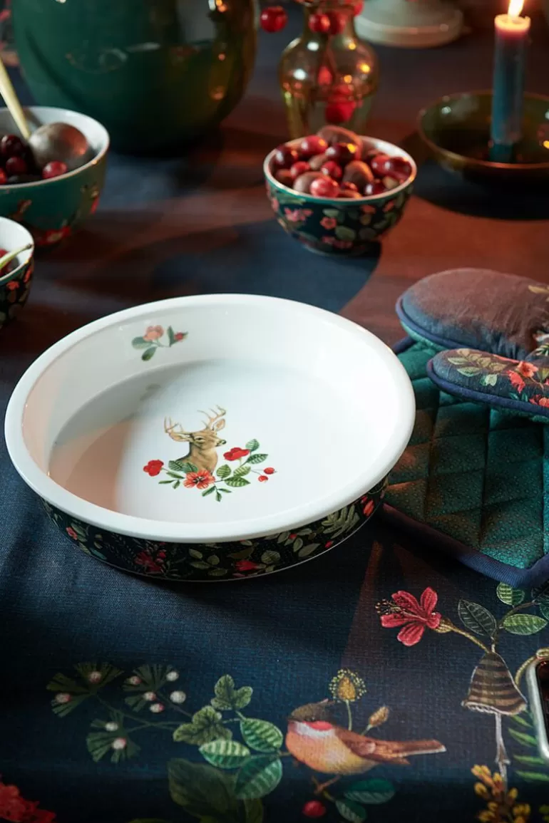 New Winter Wonderland Serving Tray Round Dark Blue Baking Dishes